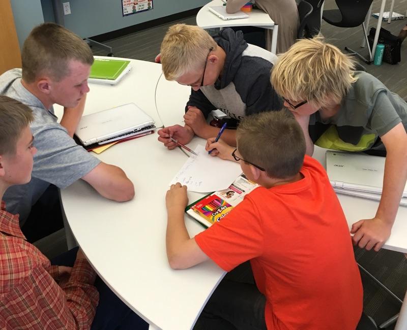 Students working on group project